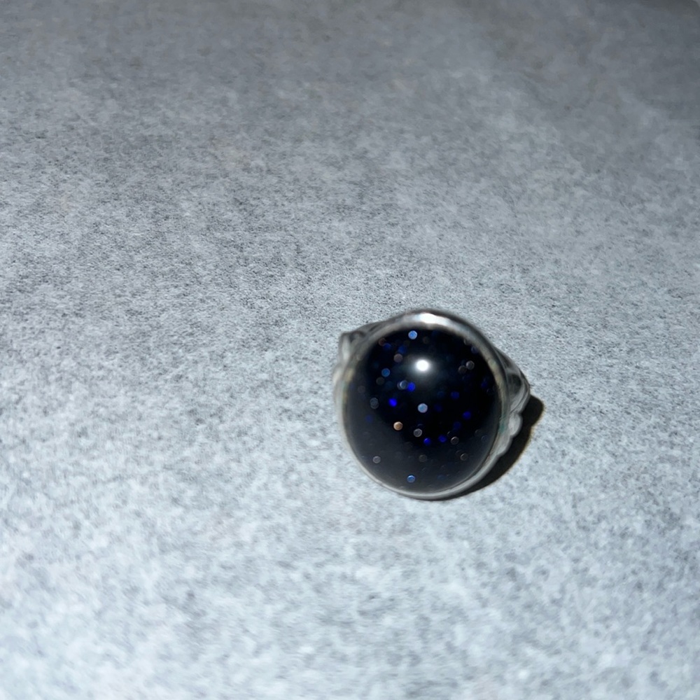 Black Sparkle Stone Statement Ring - image 2